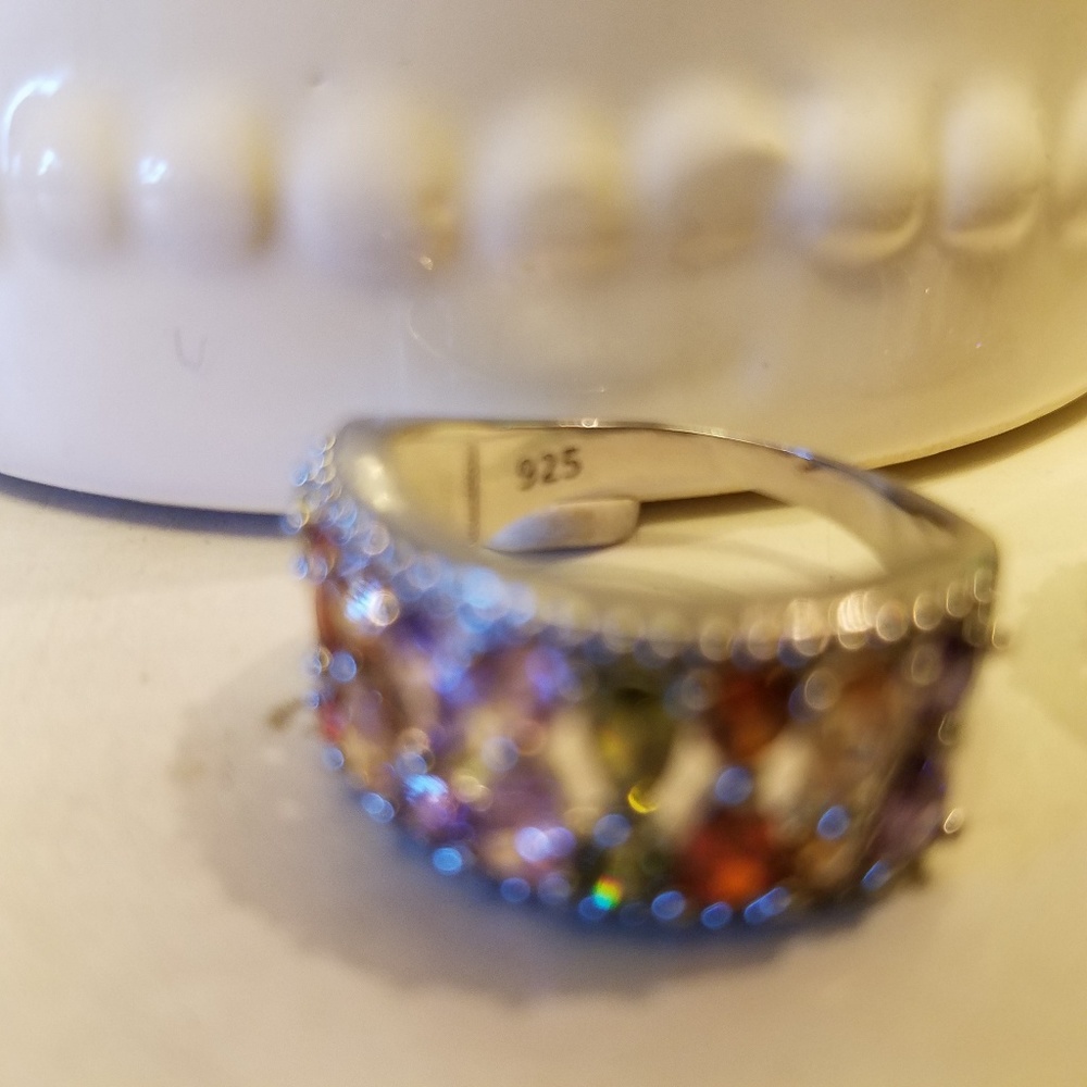 .925 stamped multi-gemstone ring 8,9 - Picture 3 of 7